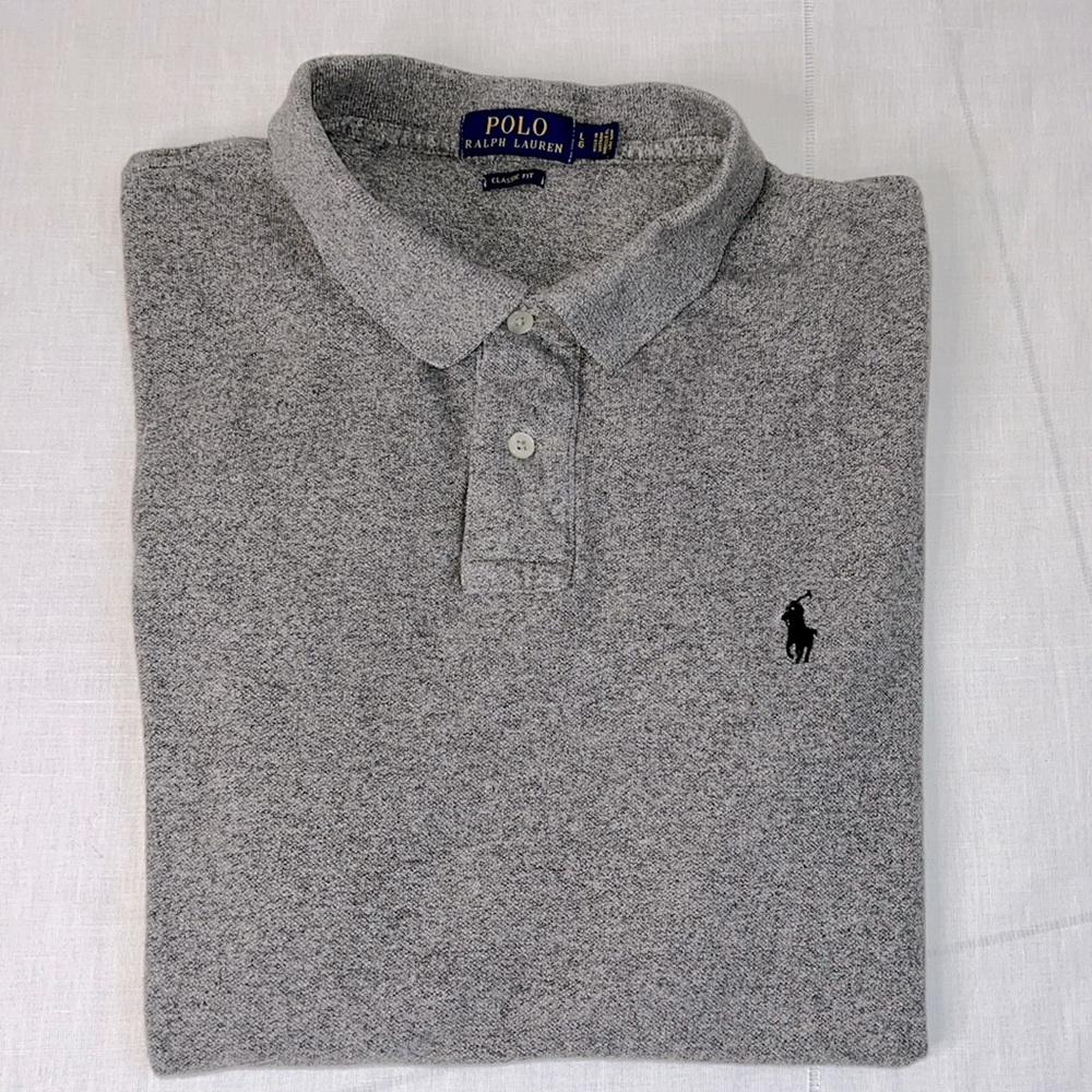 EUC Polo by Ralph Lauren Large Classic Fit shirt gray cotton pique